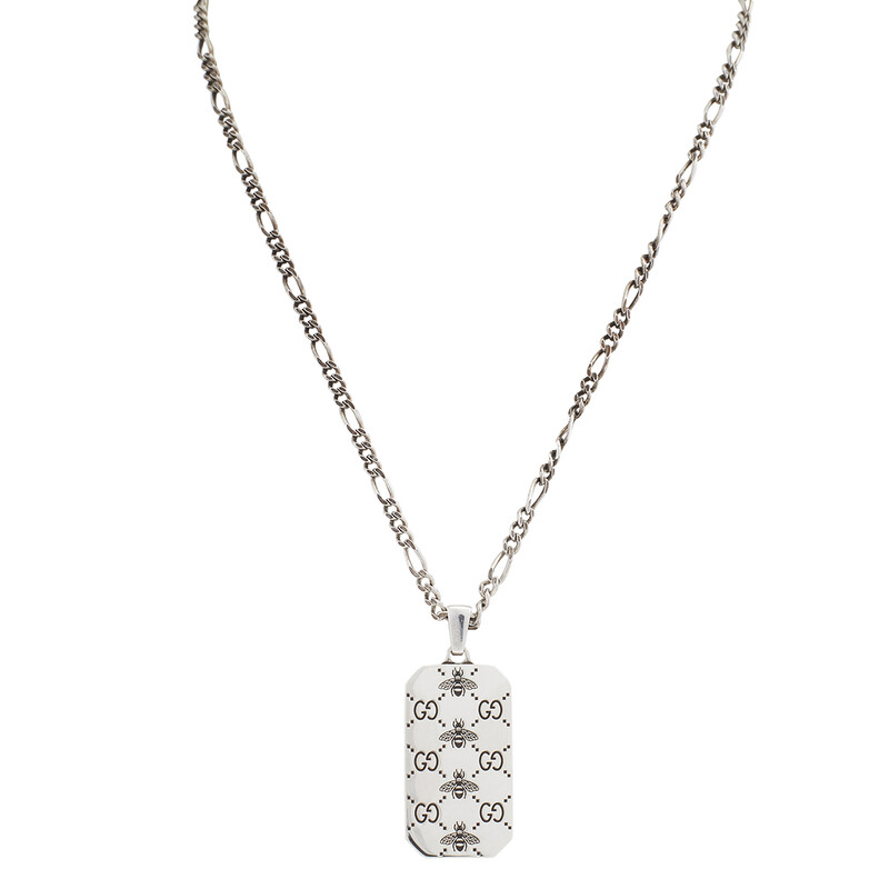 Gucci GG and bee engraved pendant necklace YBB728265001 - Jewelry