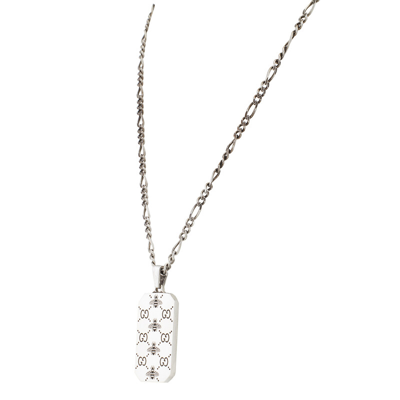 Gucci GG and bee engraved pendant necklace YBB728265001 - Jewelry