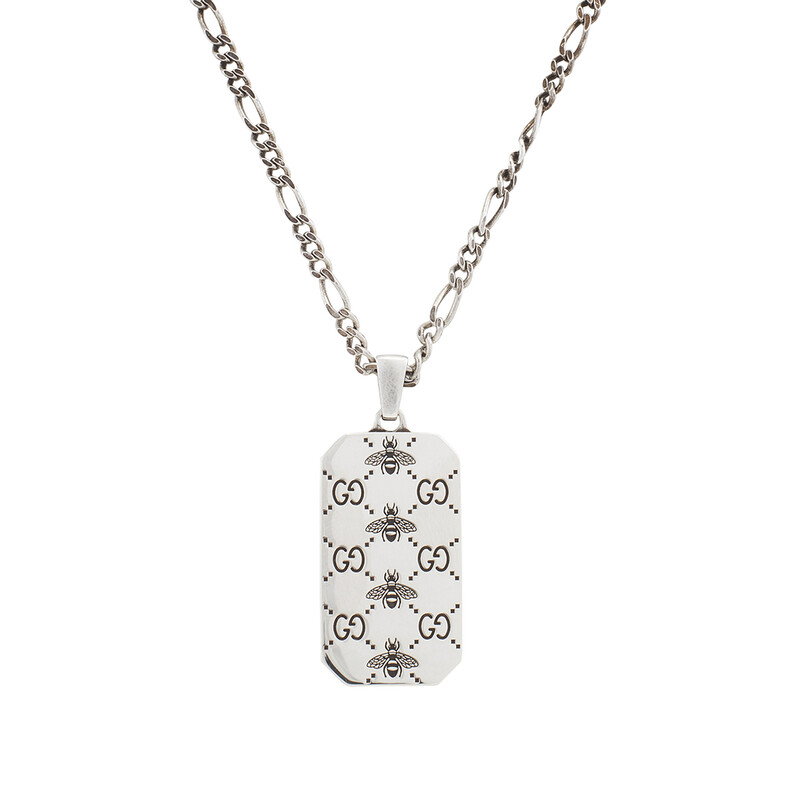 GUCCI gucci グッチ ミケーレ期 BEE 蜂 ネックレス シルバー Gucci GG and bee engraved pendant necklace YBB728265001 - Jewelry