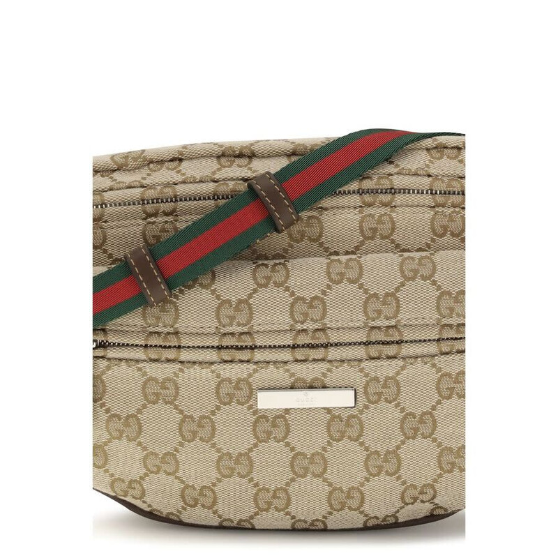 Gucci GG Canvas Logo-Print Shoulder Bag — Beige