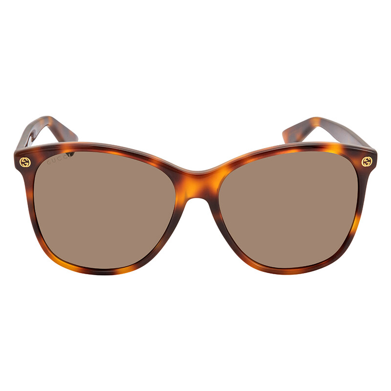 Gucci GG0024 Brown Oval Ladies Sunglasses GG0024S 002 58