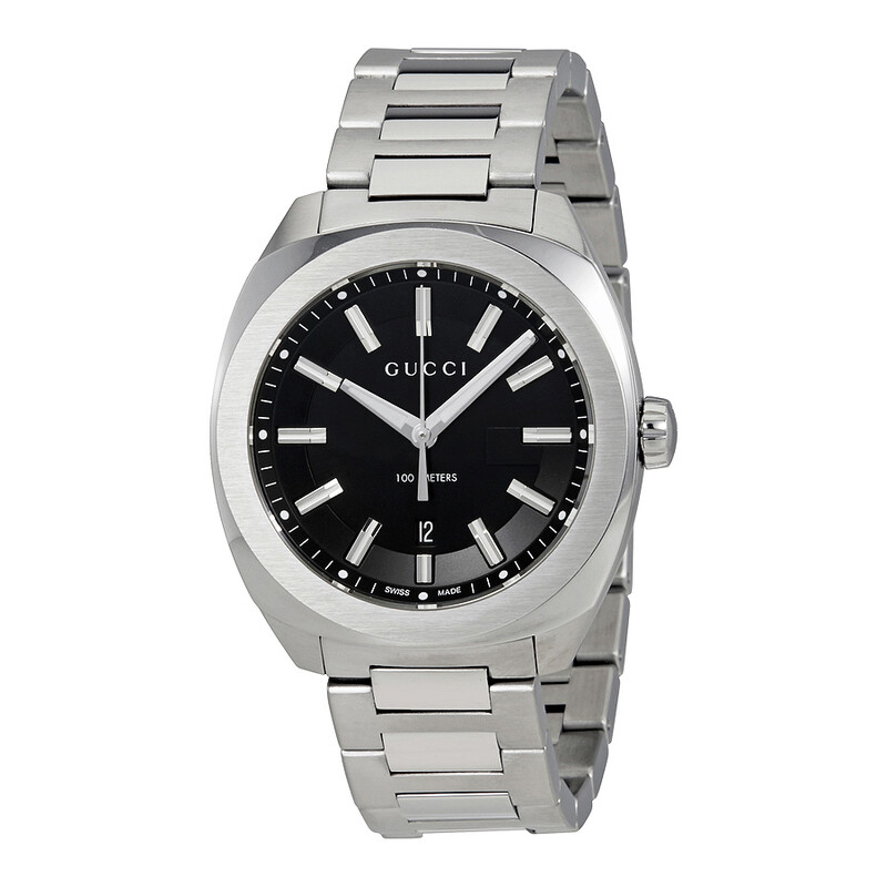 GUCCI シルバー ブラック 置時計 Gucci GG2570 Black Dial Men's Watch YA142301 731903382381