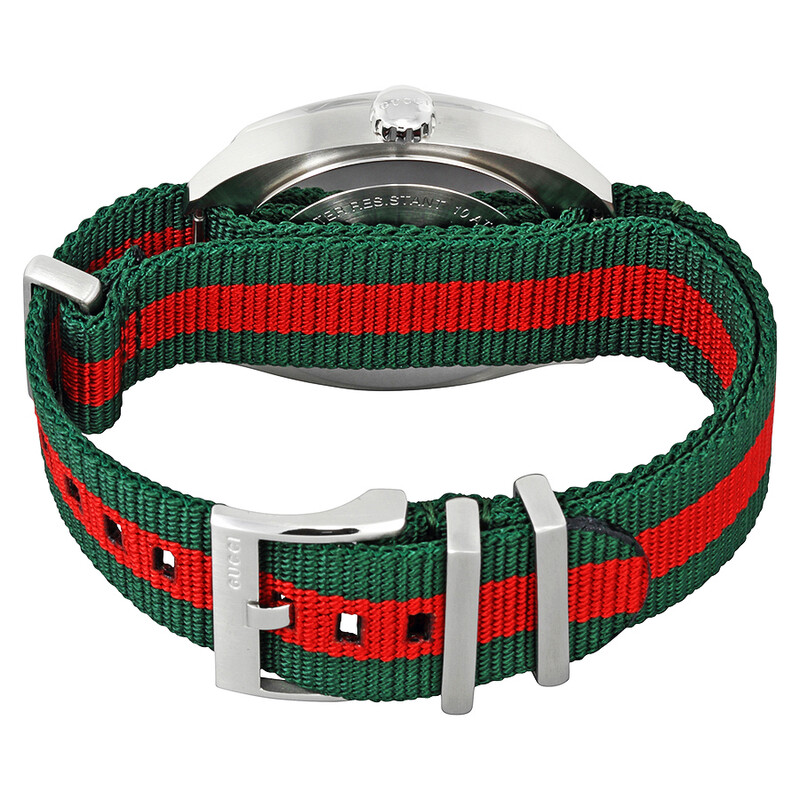 Gucci GG2570 Black Dial Green and Red Nylon Watch YA142305