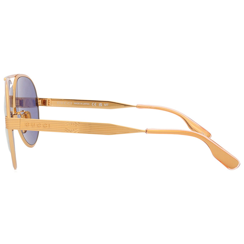 Gucci Gold with Blue Logo Mirror Pilot Men's Sunglasses GG1513S