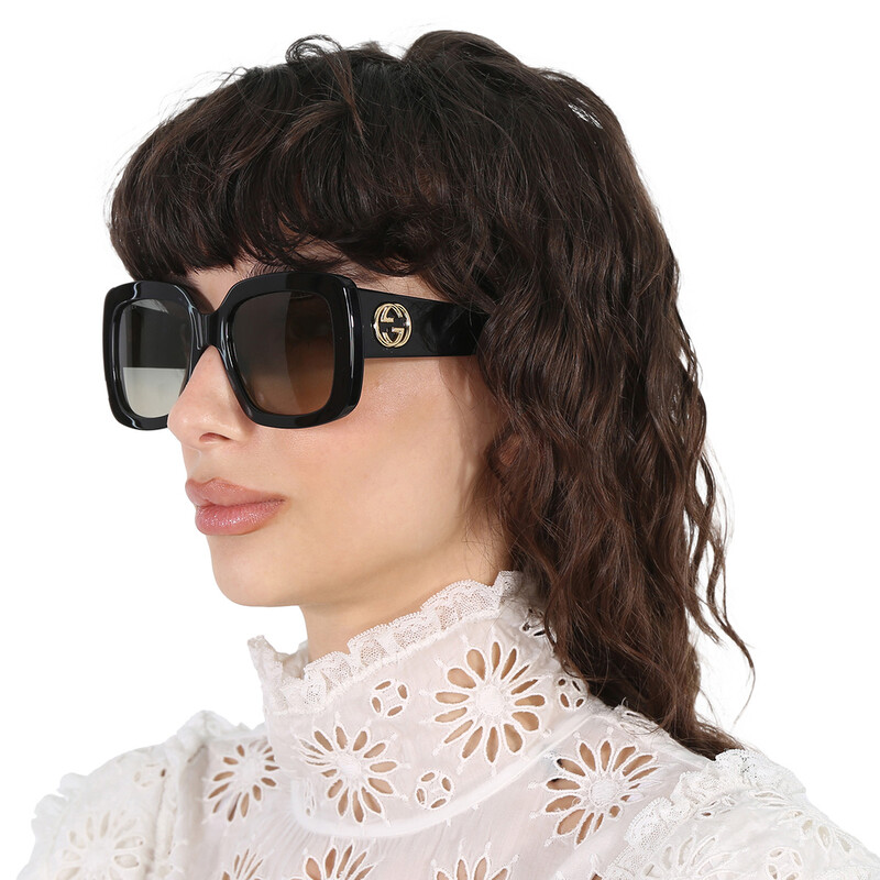Gucci Grey Gradient Square Ladies Sunglasses GG0141SN 001 53
