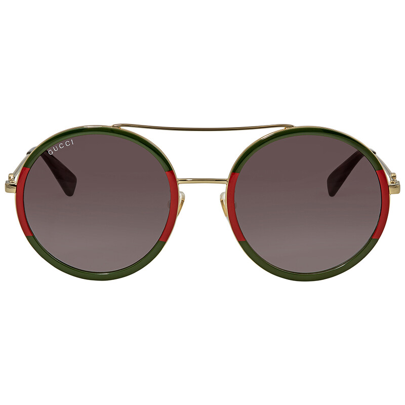 GUCCI GG0061S キャットアイサングラス Gucci Grey Gradient Round Ladies Sunglasses GG0061S 001 56