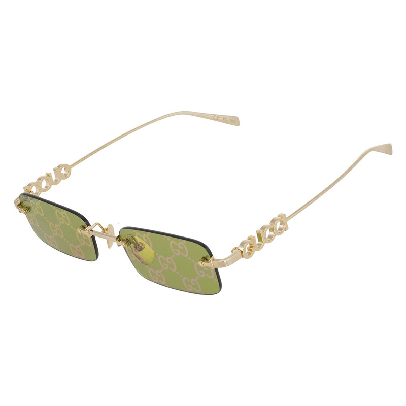 Gucci Green Logo Rectangular Men's Sunglasses GG1808S 002 52