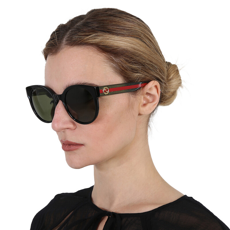 Gucci Green Round Ladies Sunglasses GG0035SN 002 54  display picture 3