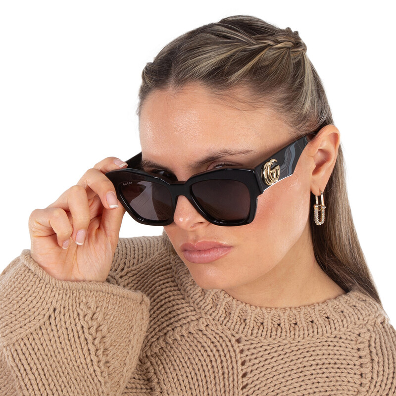 GUCCI ハート gg ラインストーン リムレス サングラス gg4201 Gucci Grey Cat Eye Ladies Sunglasses GG1422S 001 55 889652439754