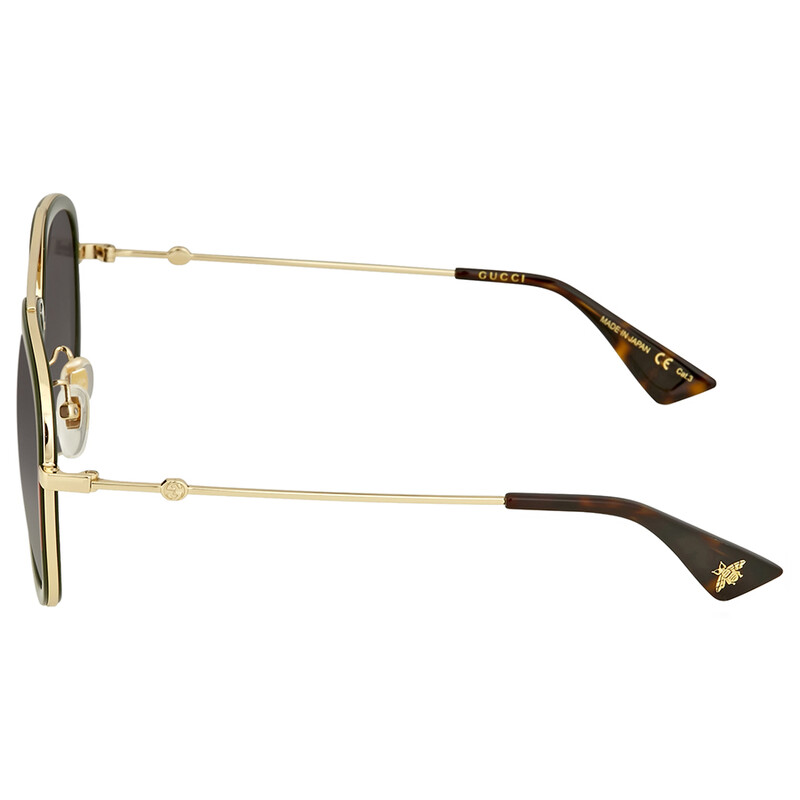 Gucci GG0062S, Gold Green / Grey Gradient, Size57X14X140 Gucci GG0062S M (57 - 17) with Grey lenses and Gold frame  main image 3