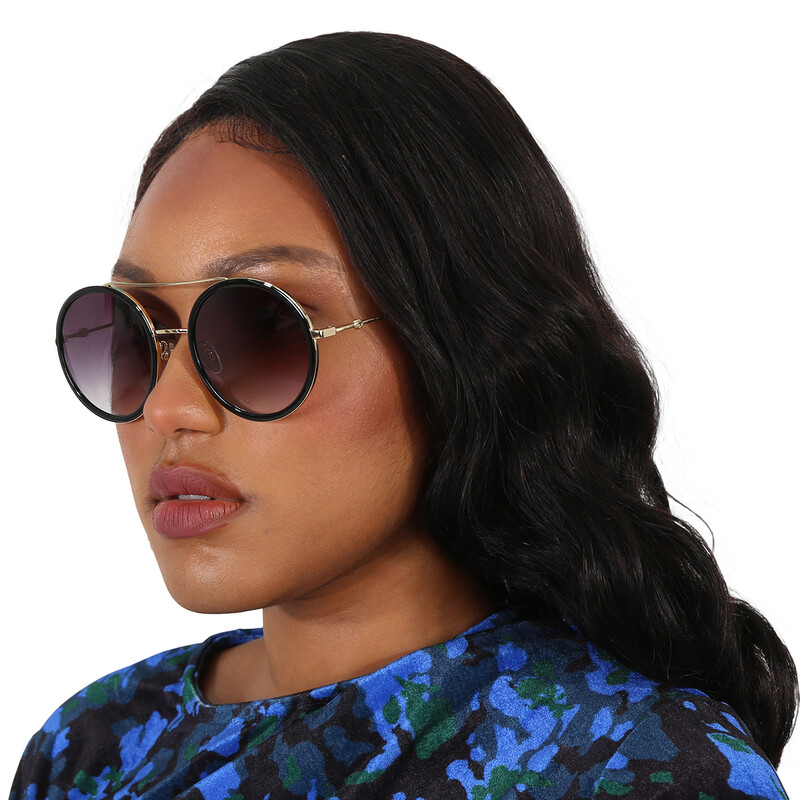Gucci Grey Gradient Round Ladies Sunglasses GG0061S 001 56