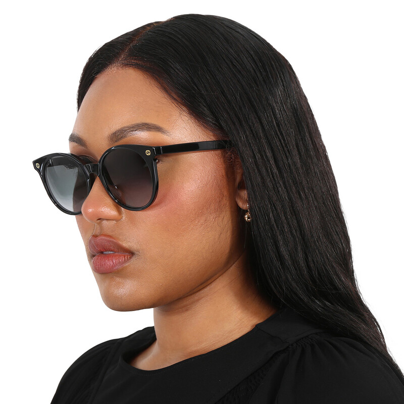 Gucci Grey Gradient Round Ladies Sunglasses GG0091S 001 52