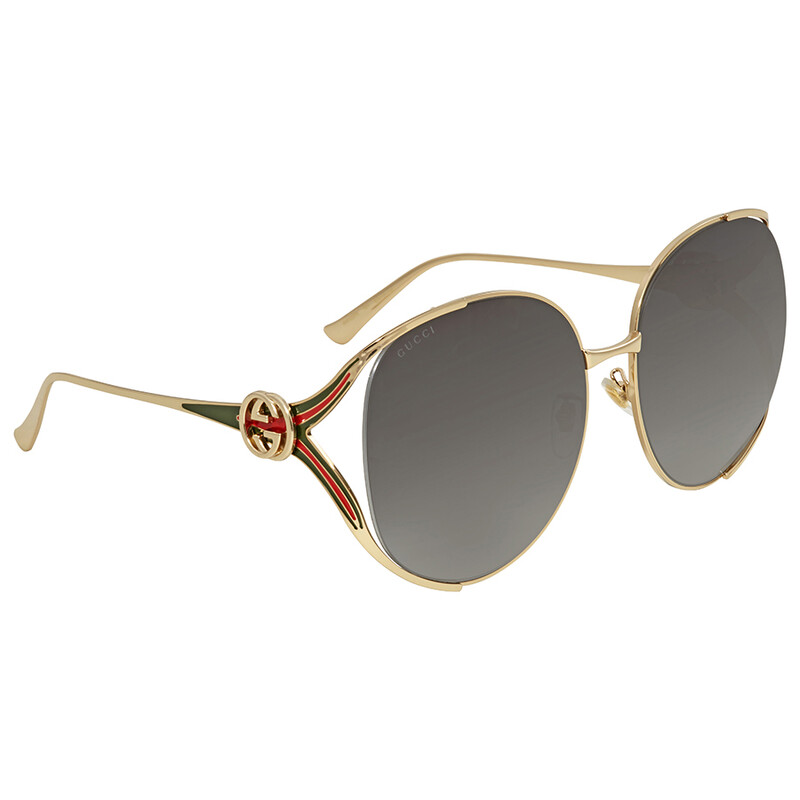 Gucci Grey Gradient Oval Ladies Sunglasses GG0225S 001 63