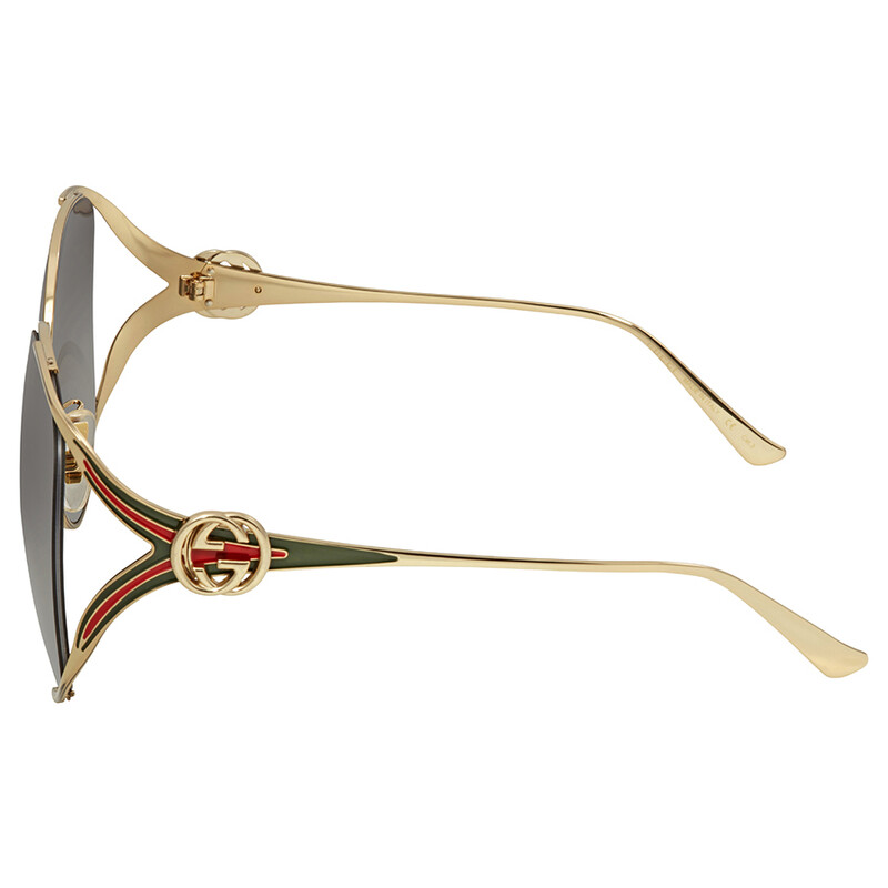 GUCCI　サングラス　GG0225S 001 Gucci Grey Gradient Oval Ladies Sunglasses GG0225S 001 63