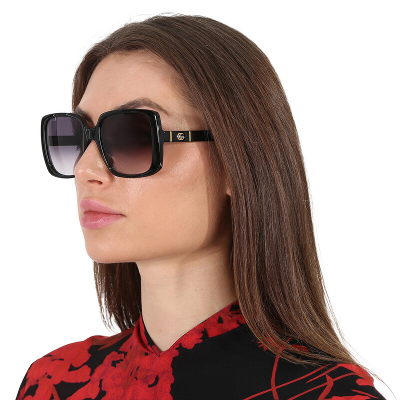 Gucci Grey Gradient Square Ladies Sunglasses GG0632S 001 56