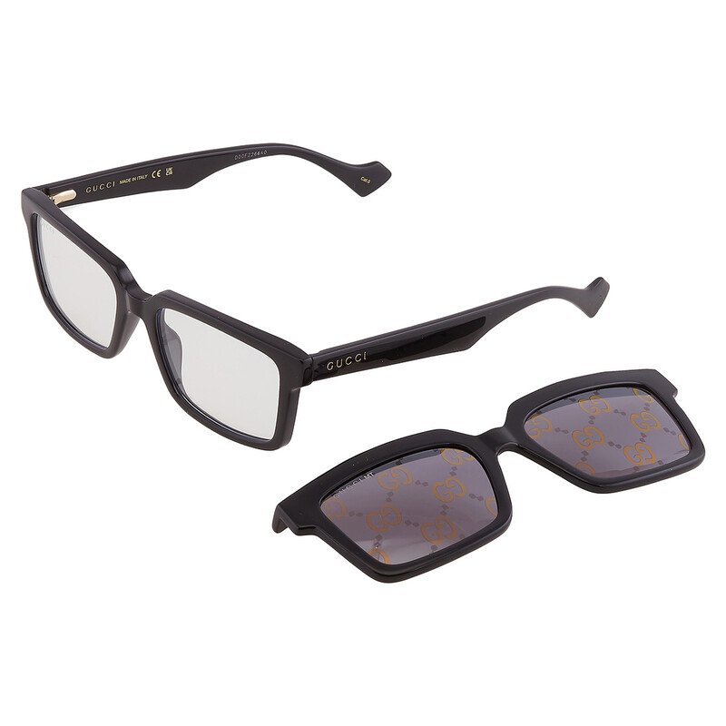 Gucci Grey Logo Clip-On Rectangular Men's Sunglasses GG1543S 001