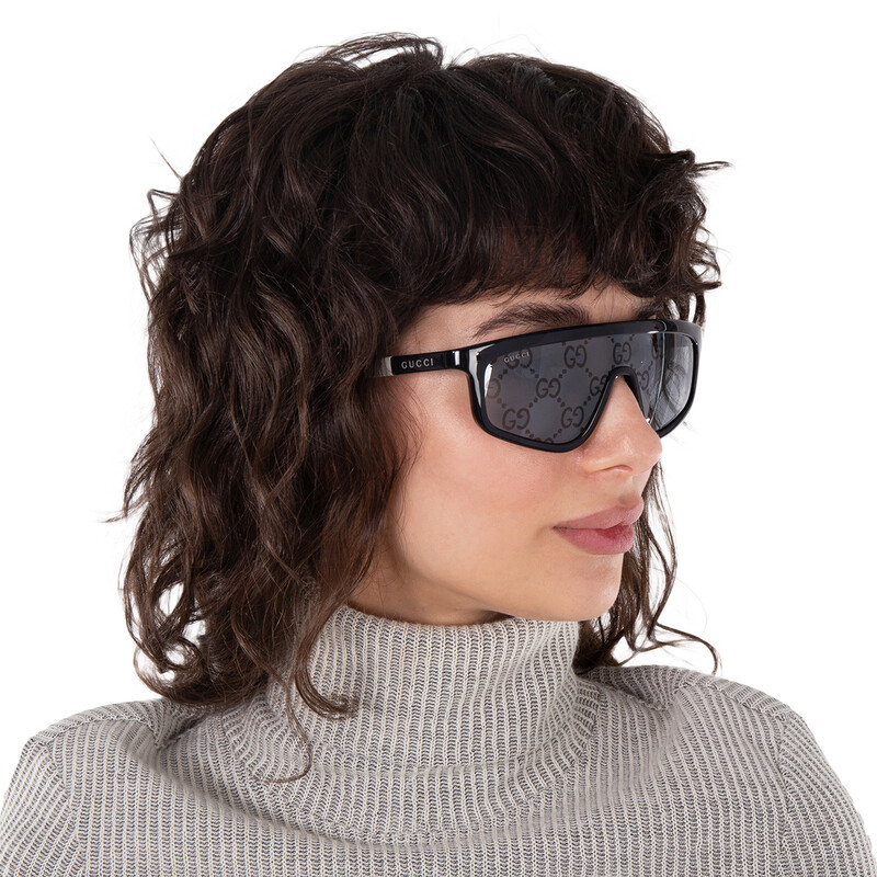 Gucci Grey Morror Logo Shield Unisex Sunglasses GG1736S 003 99