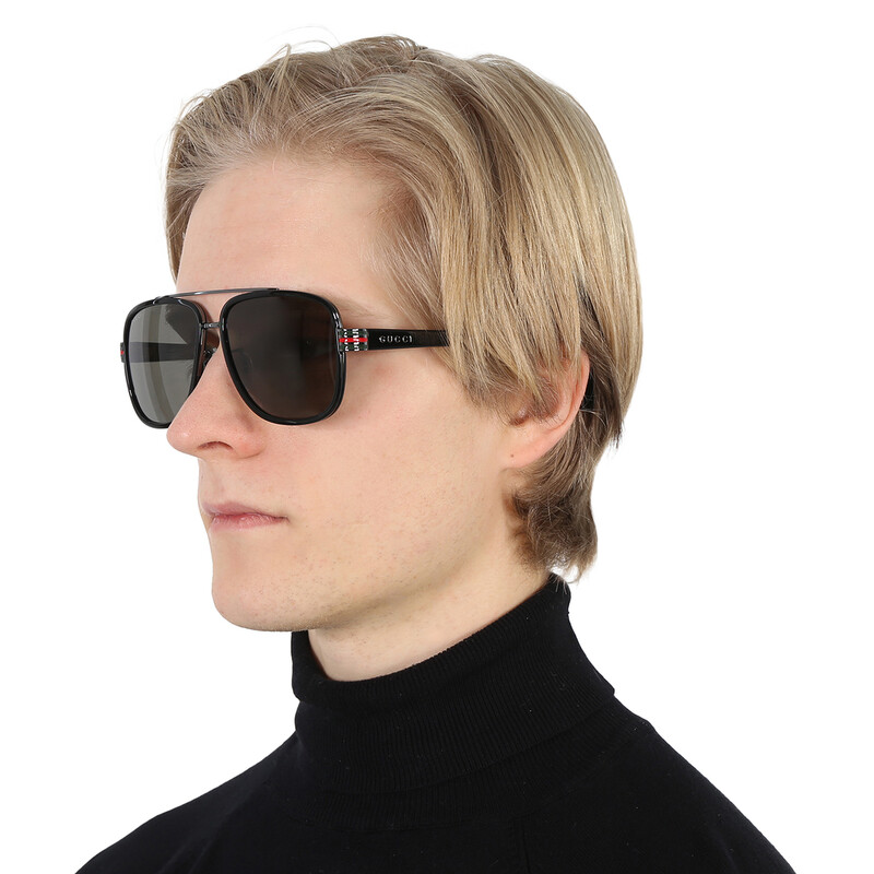 Gucci Grey Navigator Men's Sunglasses GG0448S 001 58 889652201856