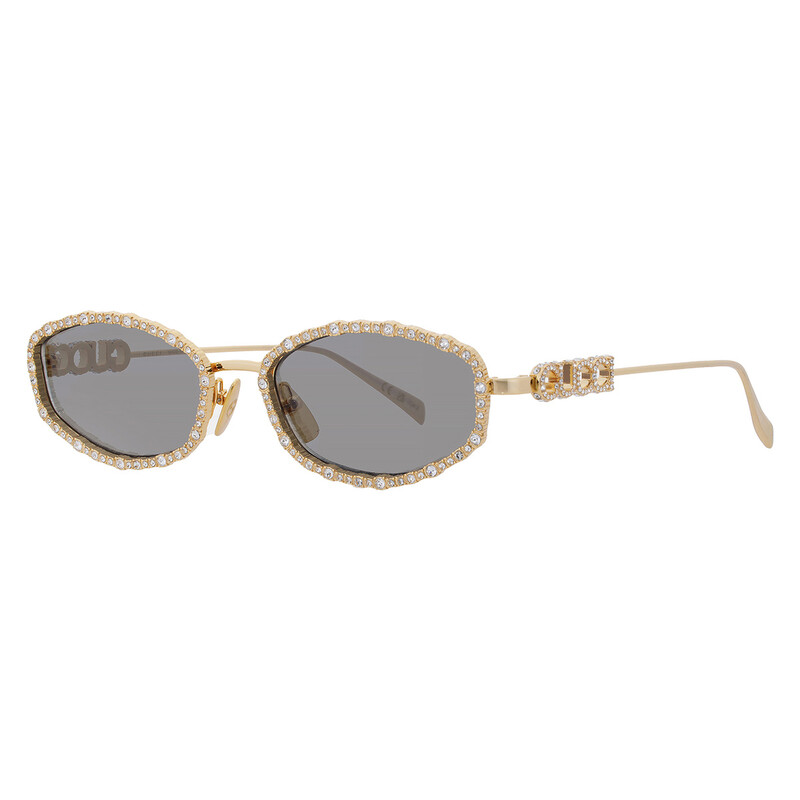 Gucci Women\'s Smoky Gray Oval Sunglasses Gucci Grey Oval Ladies Sunglasses GG1587S 001 52  main image 4