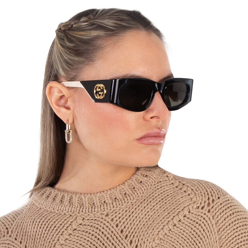 Gucci Grey Rectangular Ladies Sunglasses GG1664S 001 51