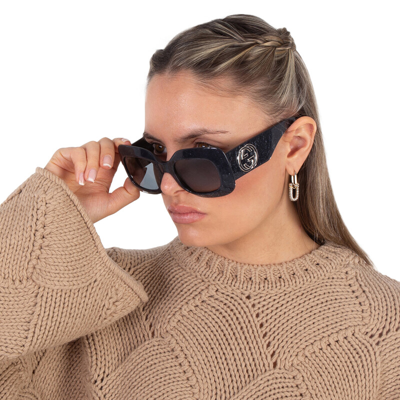 ま2〓 GUCCI グッチ ノースリーブ レディース S ダークネイビー Gucci Grey Square Ladies Sunglasses GG1695S 003 51 889652499536