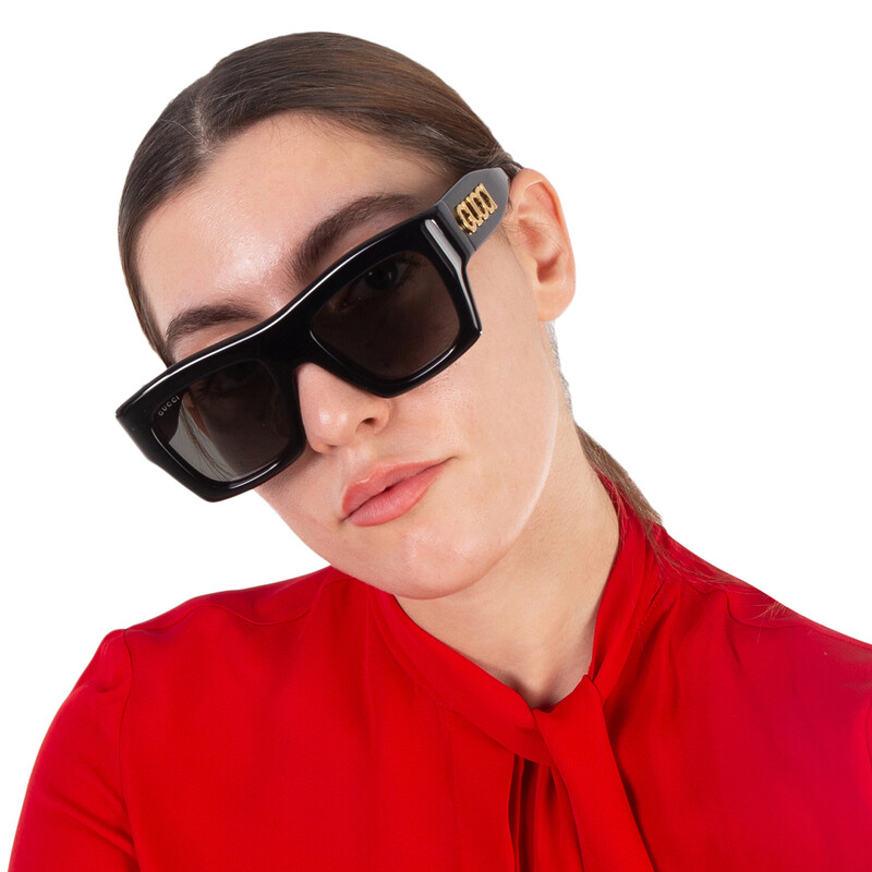 GUCCI レディースサングラス Gucci Grey Square Ladies Sunglasses GG1772S 001 52 889652506395