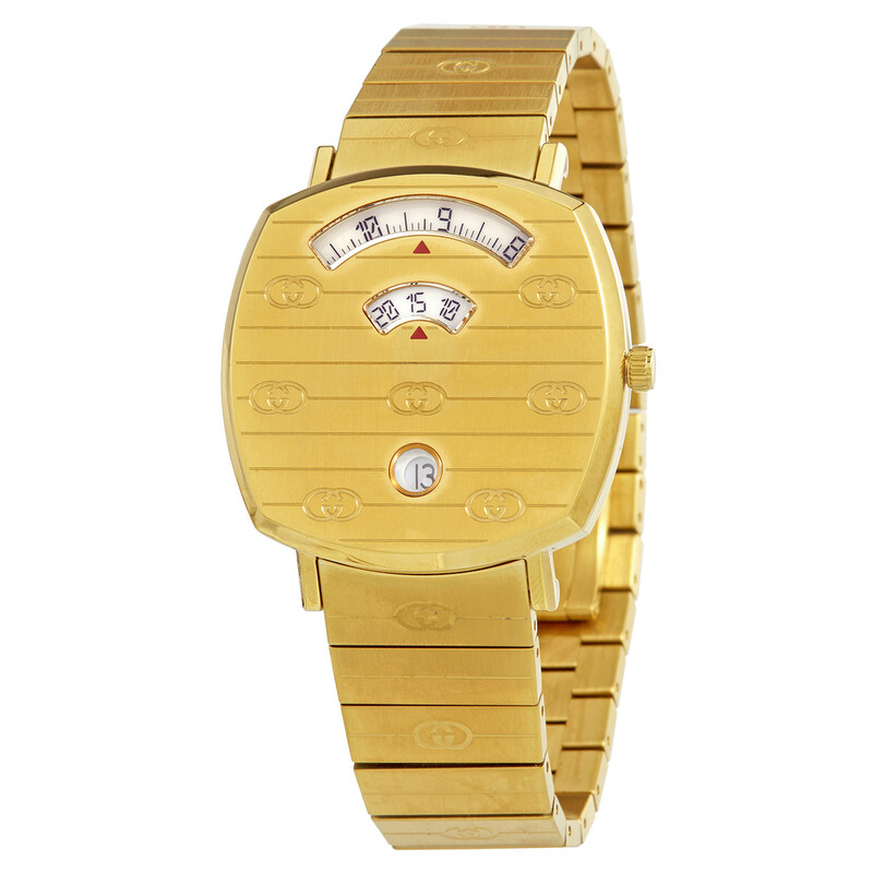 Gucci Grip Quartz White Dial Yellow Gold-tone Ladies Watch 