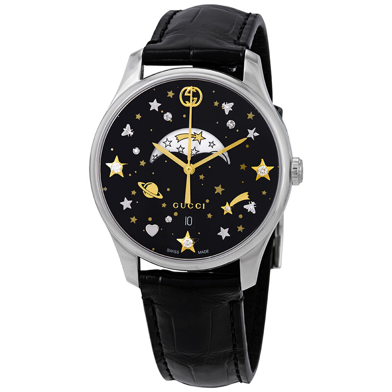 Gucci G-Timeless Black Diamonds Dial Ladies Moonphase Watch