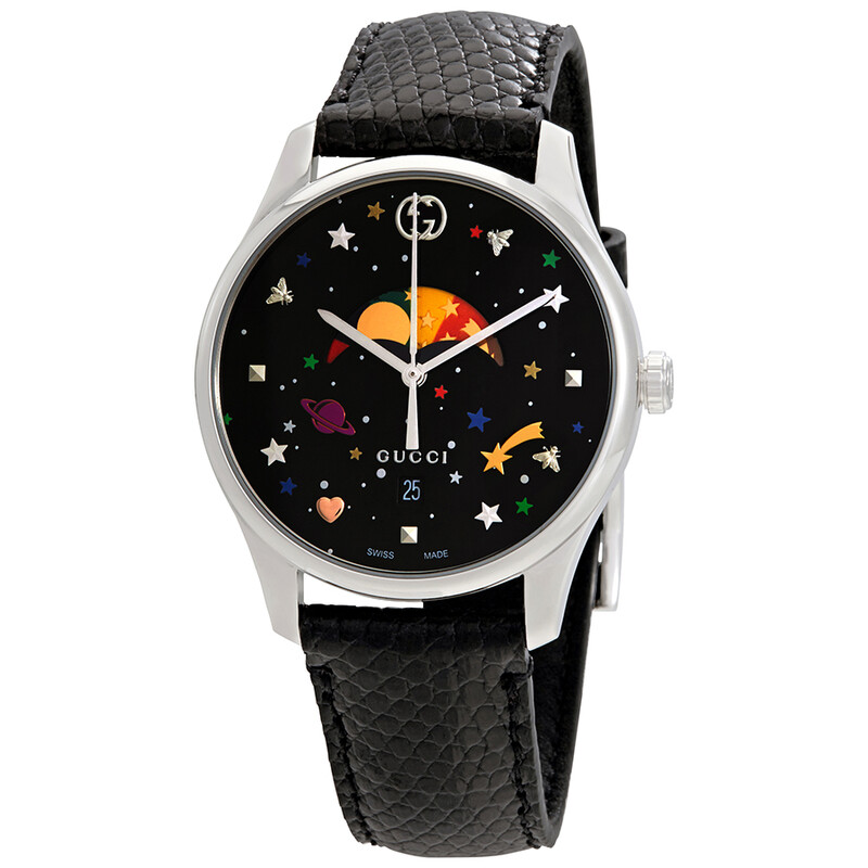 Gucci G-Timeless Black with Stars and Planet Moonphase Dial Watch