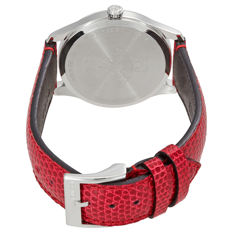 Gucci G-Timeless Cherry Red Mother of Pearl Dial Ladies Leather