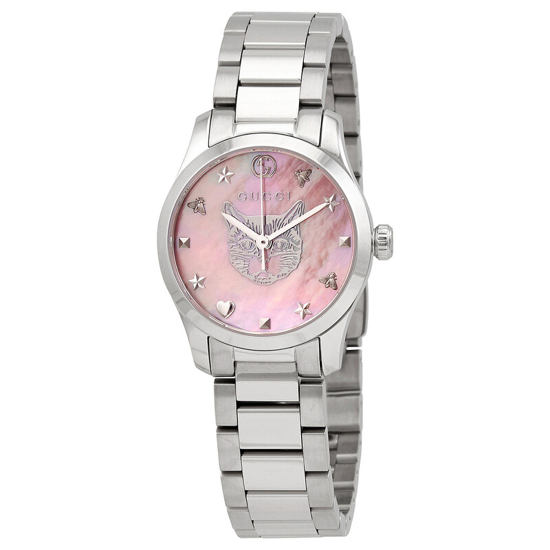 Gucci G-Timeless Quartz Pink Mother of Pearl Dial Ladies Watch