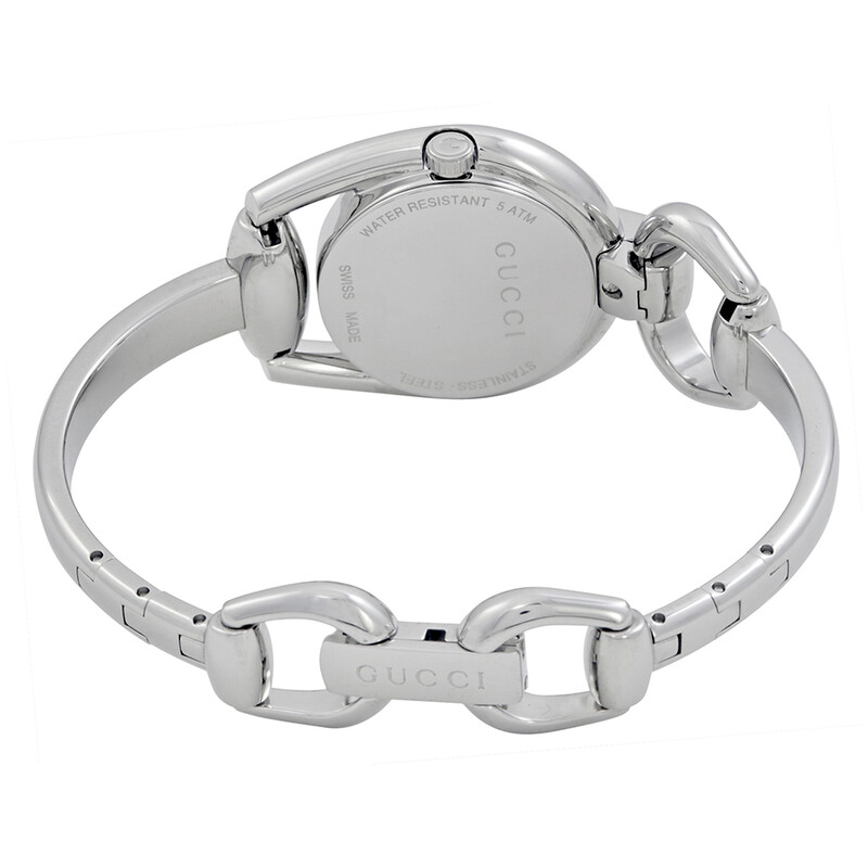 Gucci Horsebit Mother of Pearl Diamond Dial Ladies Bangle Watch
