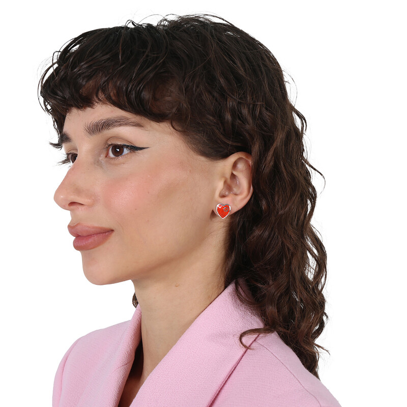 Gucci Interlocking G Red Heart Earrings YBD645547001 - Jewelry