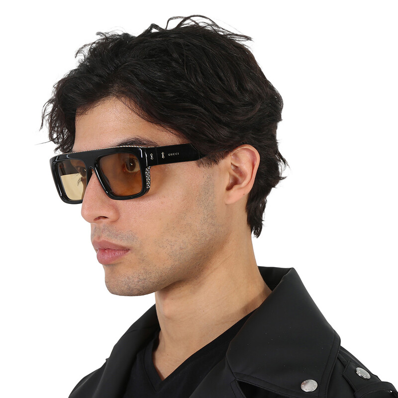Gucci Light Yellow Rectangular Men's Sunglasses GG1461S 004 55