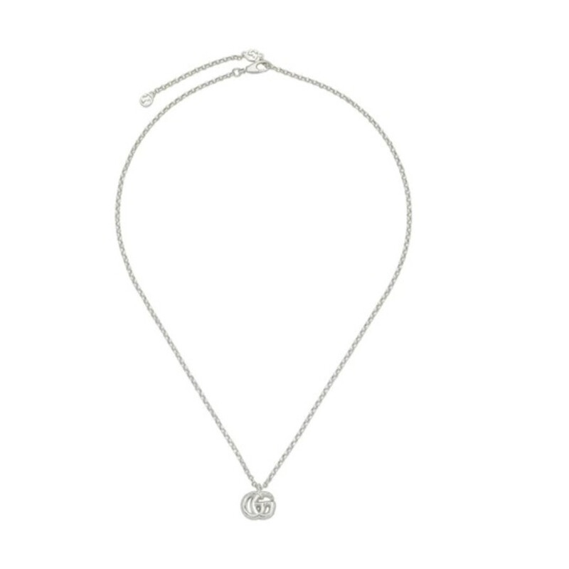 Gucci Marmont Sterling Silver Double G Pendant Necklace