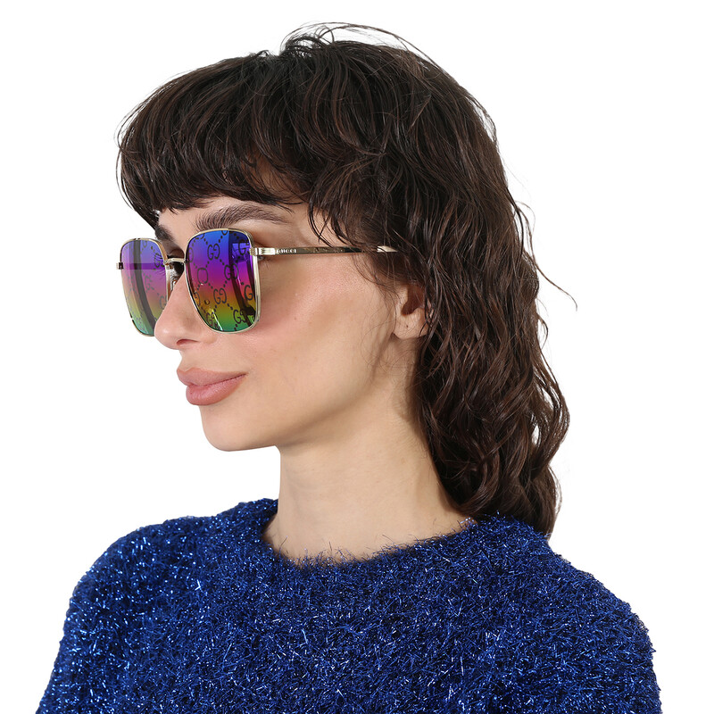 Gucci Multicolor Square Ladies Sunglasses GG0802S 004 57  display picture 2