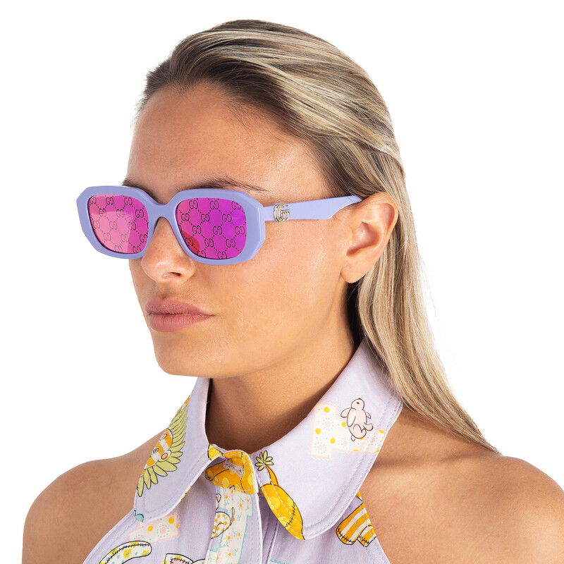 Gucci Pink Logo Geometric Ladies Sunglasses GG1535S 004 54