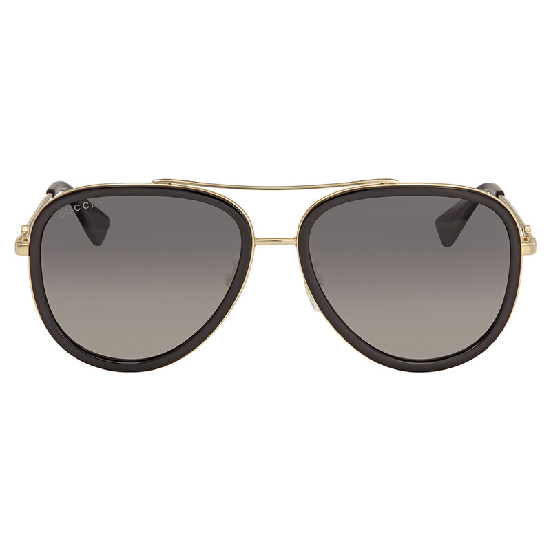 Gucci Polarized Grey Gradient Pilot Ladies Sunglasses GG0062S 011