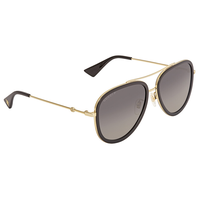 Gucci Polarized Grey Gradient Pilot Ladies Sunglasses GG0062S 011