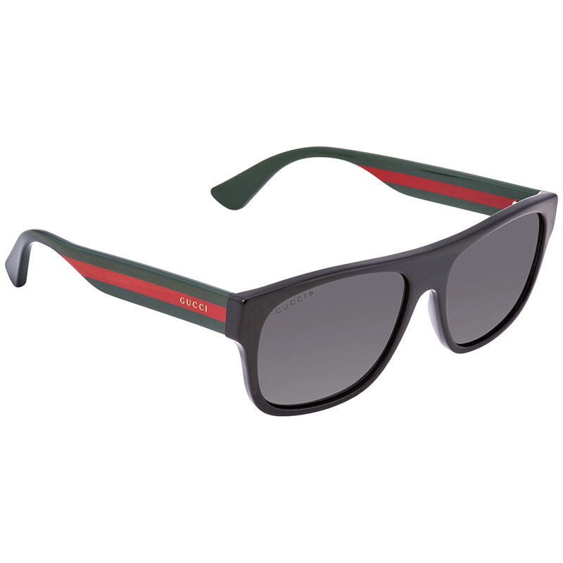 Gucci Polarized Grey Square Men's Sunglasses GG0341S 002 56