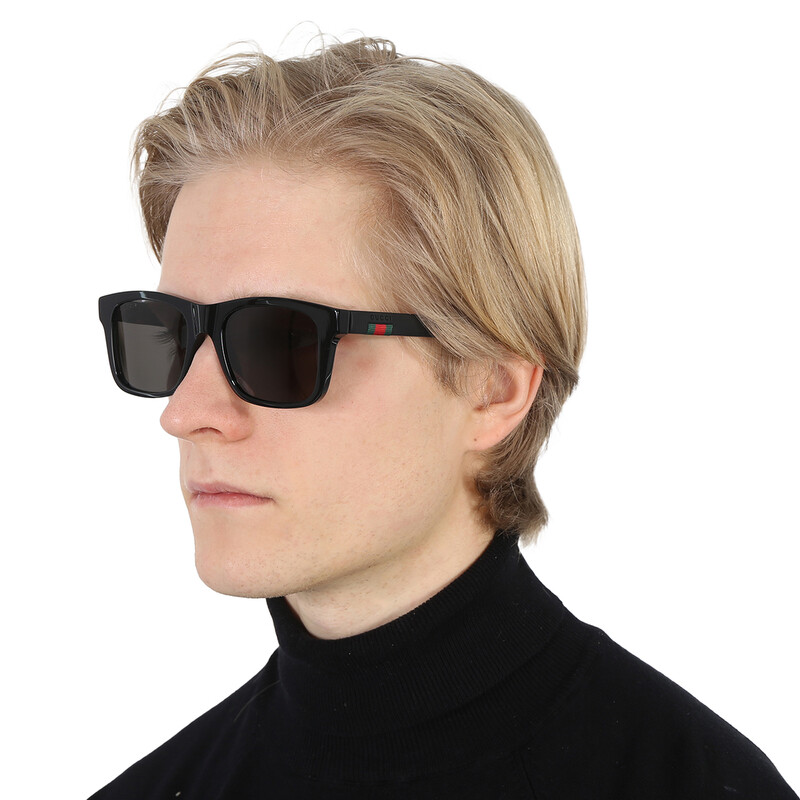 Gucci Polarized Grey Square Men's Sunglasses GG0008S 002 53