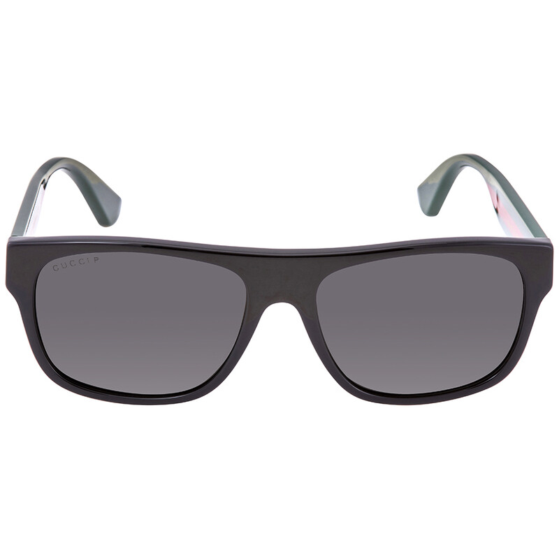 Gucci Polarized Grey Square Men's Sunglasses GG0341S 002 56