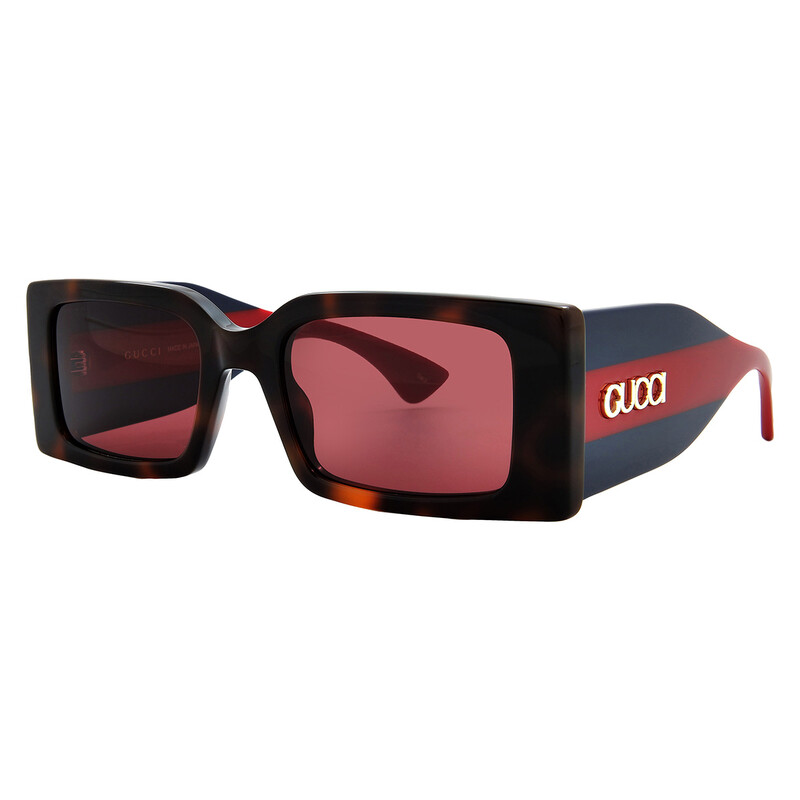 Gucci Red Rectangular Ladies Sunglasses GG1860S 002 52
