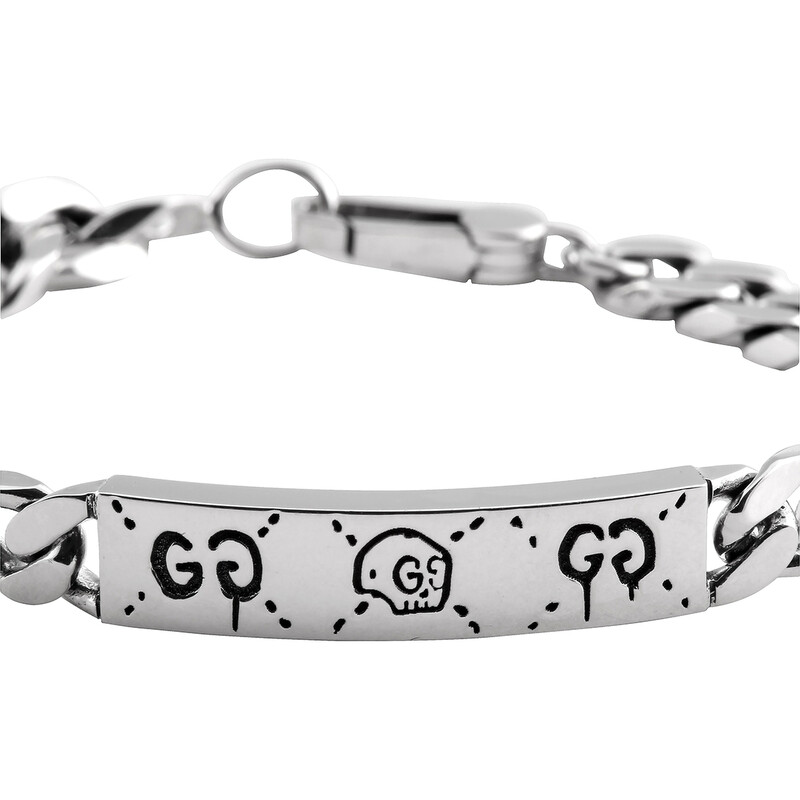 Gucci Silver Ghost Chain Bracelet, Size 17 YBA455321001 - Jewelry