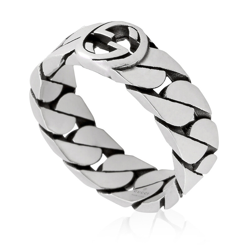 Gucci Sterling Silver Interlocking G Ring, Size 14 YBC661513001