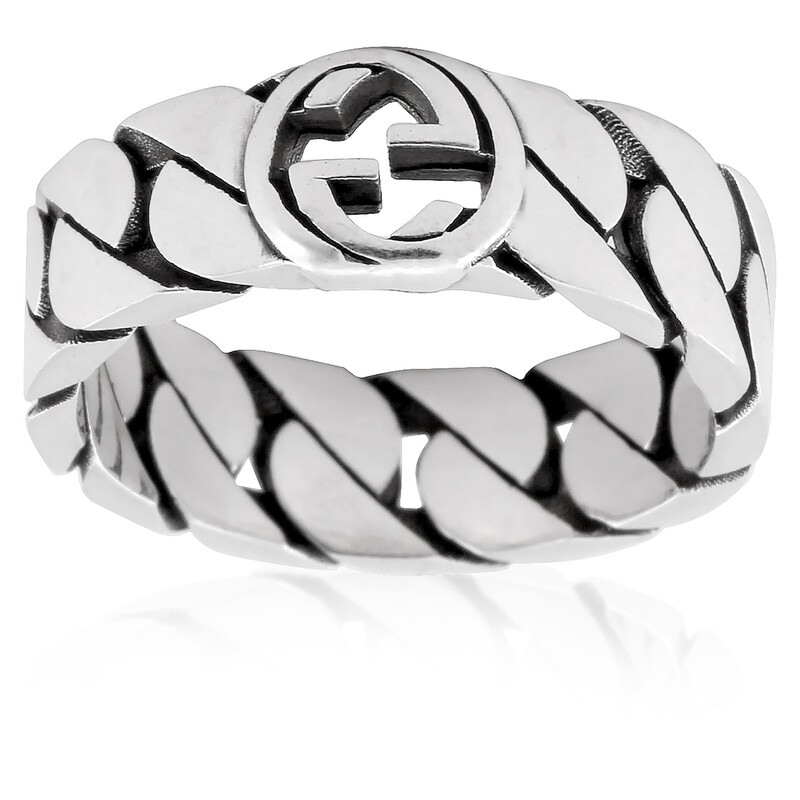 Gucci Sterling Silver Interlocking G Ring, Size 14 YBC661513001 Gucci Sterling Silver Interlocking G Ring, Size 14 YBC661513001