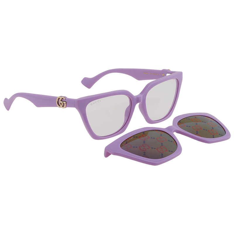 Gucci Violet Logo Clip-On Cat Eye Ladies Sunglasses GG1542S 002 55