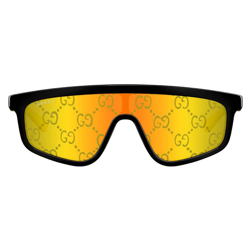 Gucci Yellow Mirror Logo Shield Unisex Sunglasses GG1736S 004 99