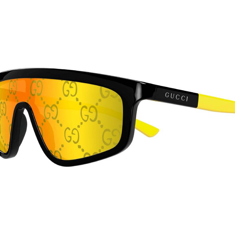 Gucci Yellow Mirror Logo Shield Unisex Sunglasses GG1736S 004 99
