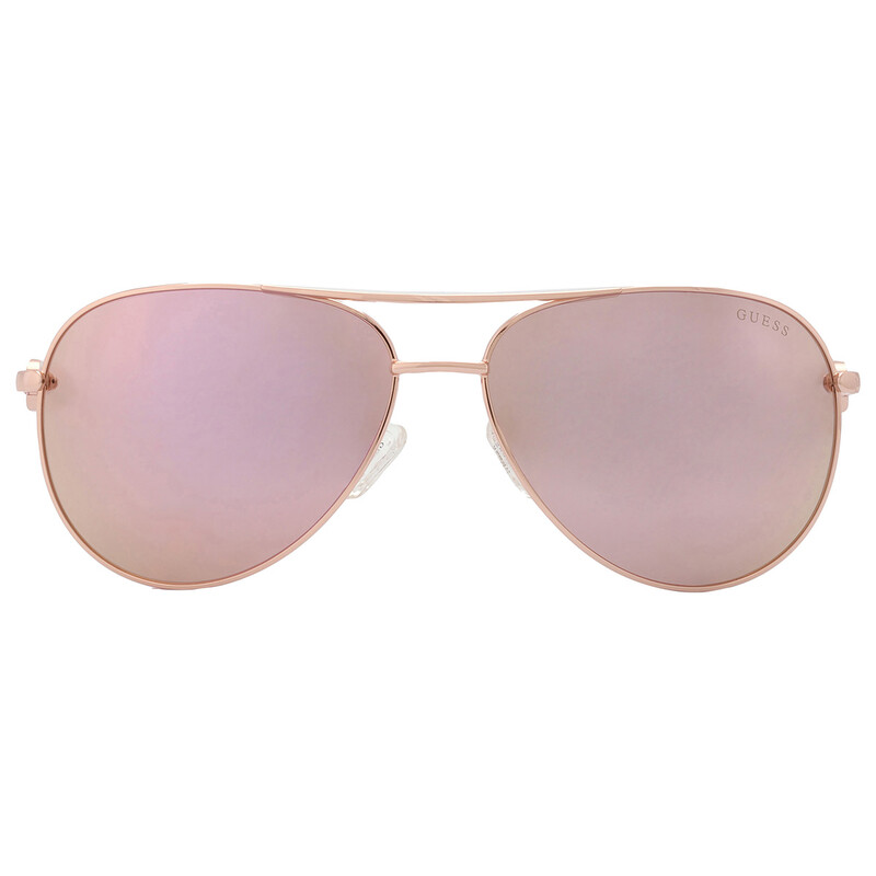 Guess Factory Brown Pink Mirror Pilot Ladies Sunglasses GU7295 28G